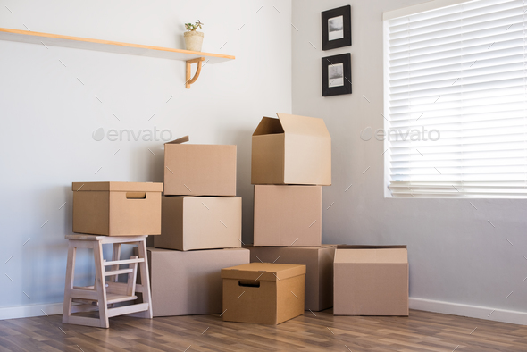 Moving house and boxes - Stock Photo - Images