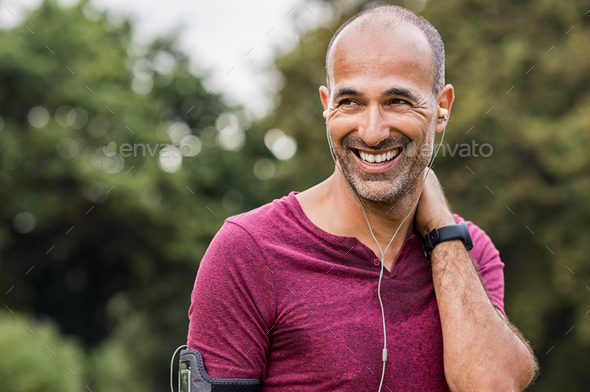 Sweaty man resting after exercise - Stock Photo - Images
