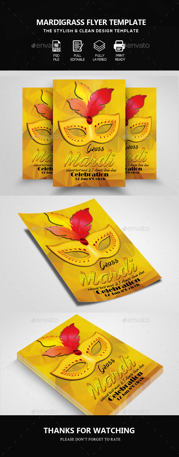 Mardi Grass Flyer Template - Clubs & Parties Events