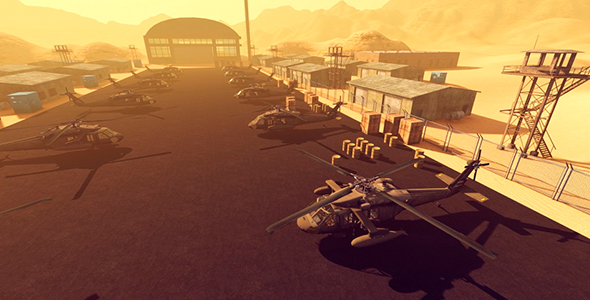 Military Base With Helicopter Gunships
