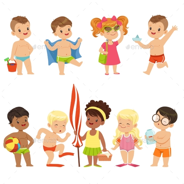 Kids On The Beach Seaside - People Characters