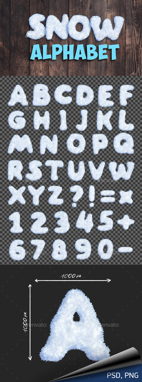 Snow Alphabet - Text 3D Renders