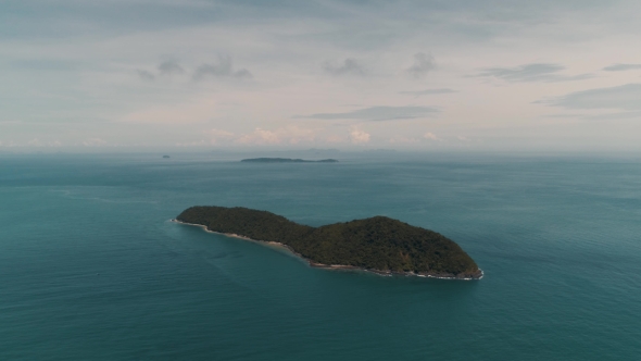 Thailand Coral Island Drone Shot View of the Island From a Height of 500 Meters Above Sea Level