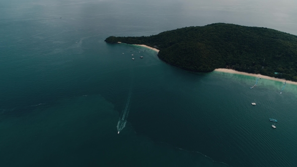 Thailand Coral Island Drone Shot View of the Island From a Height of 500 Meters Above Sea Level alt