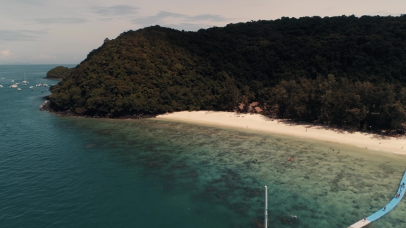 Thailand Coral Island Drone Shot A View of the Corals Surrounding the Island