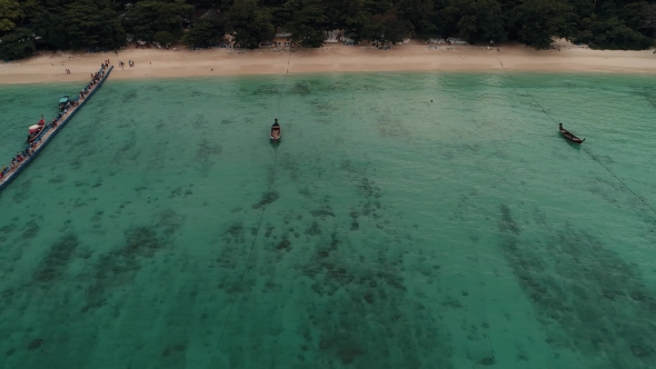 Thailand Coral Island Drone Shot A View of the Corals Surrounding the Island