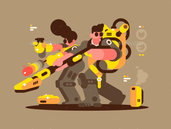 Group of Cleaners Cleaning Company - People Characters
