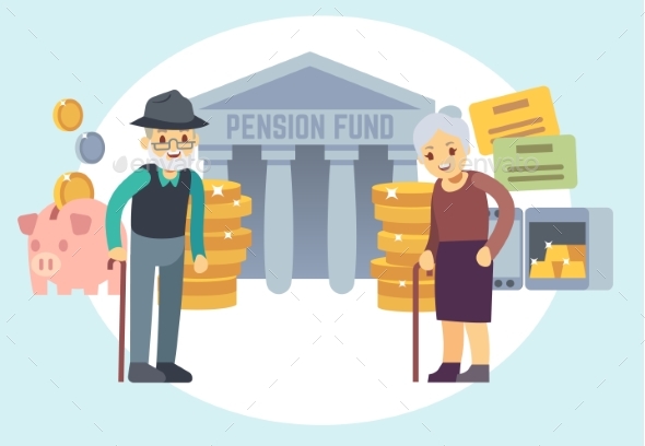 Senior People Saving Pension Money - People Characters