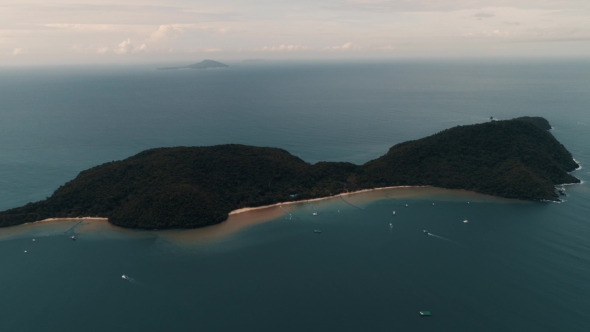 Thailand Coral Island Drone Shot Water Dyed in the Color of Sand After Tropical Rain Mingles