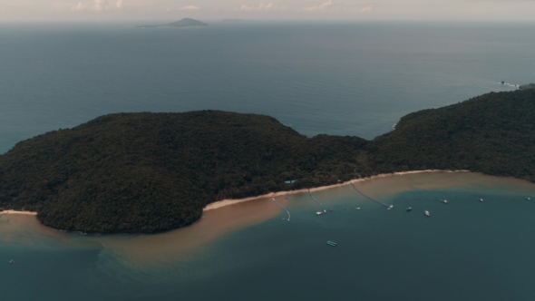 Thailand Coral Island Drone Shot Water Dyed in the Color of Sand After Tropical Rain Mingles