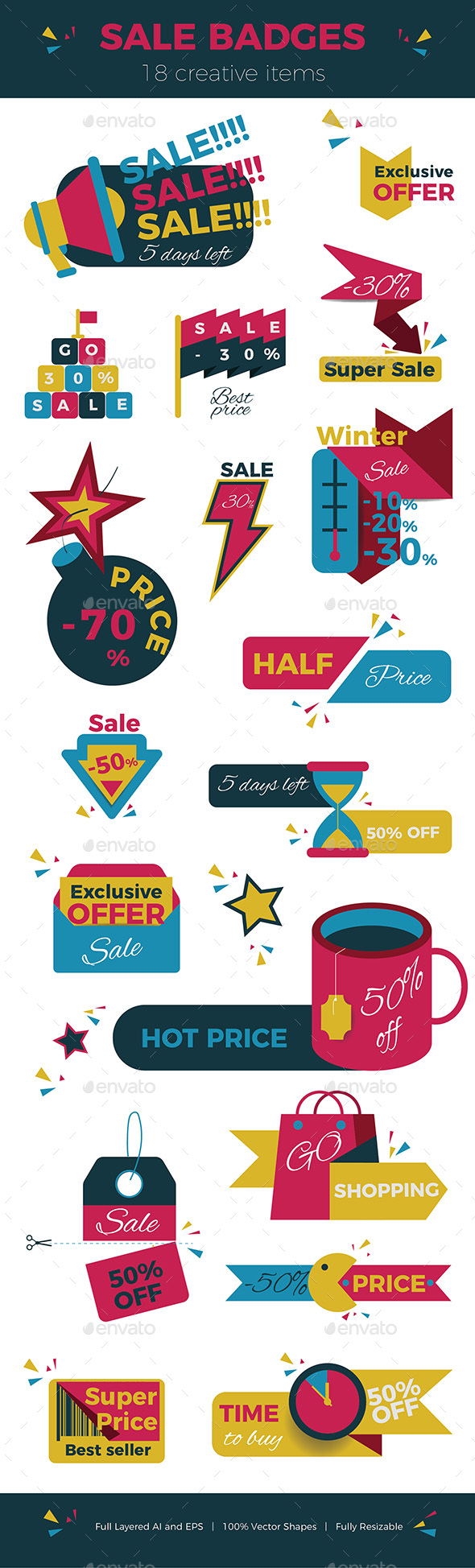 Creative Sale Badges - Badges & Stickers Web Elements