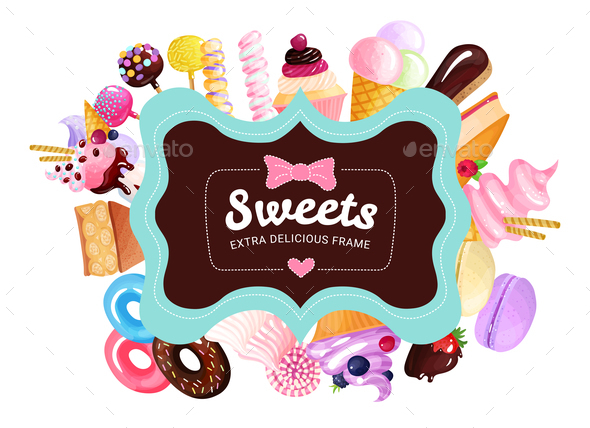 GraphicRiver Trendy Sweets Frame Background 20750038