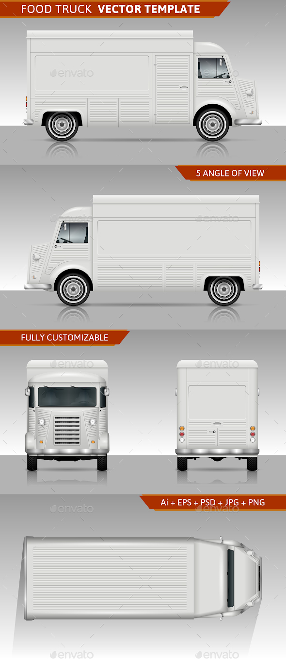 Retro Food Truck Vector Template - Man-made Objects Objects