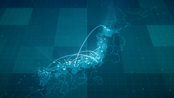 Globalization Japan Map Animation 4K