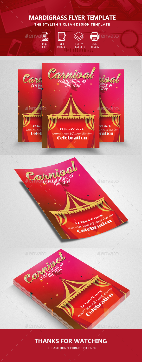 Mardi Grass Flyer Template - Clubs & Parties Events