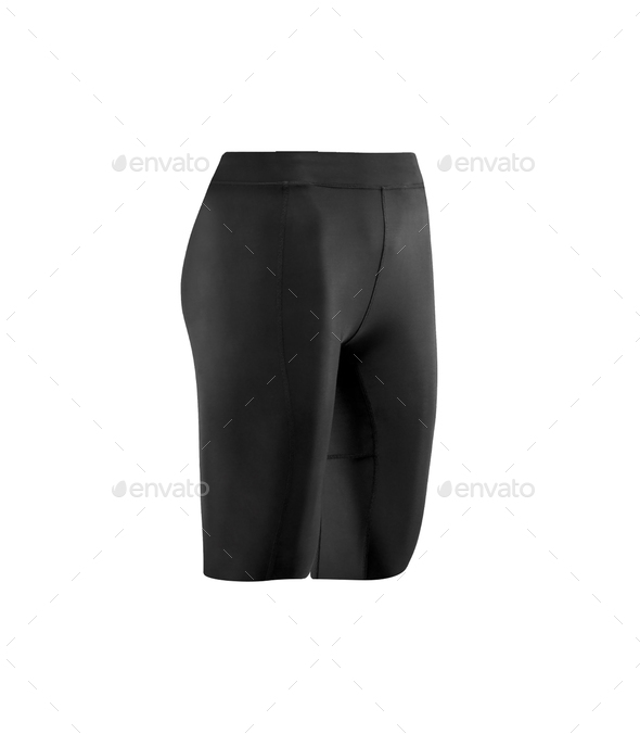 black tight cycling shorts isolated on white