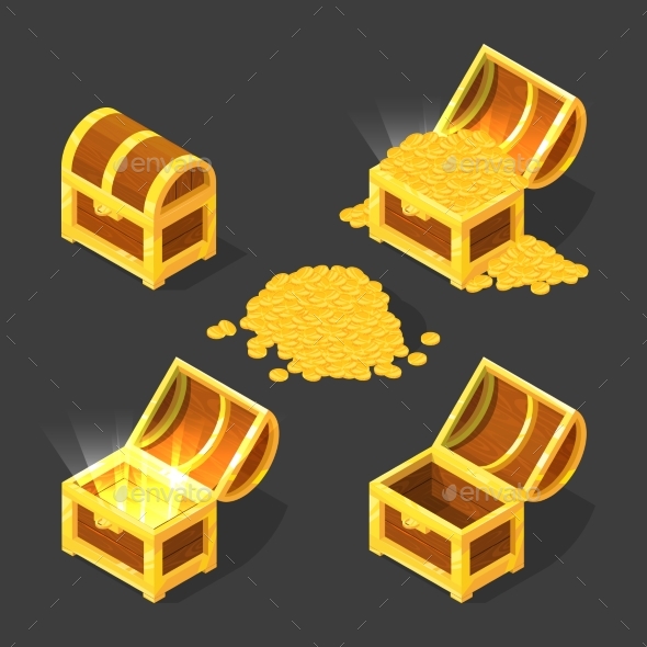 Wooden Old Chest Closed and Opened - Man-made Objects Objects