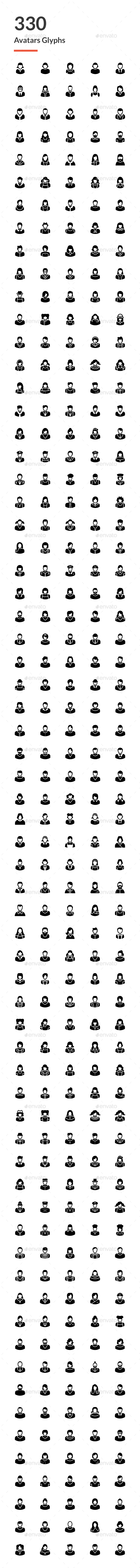 330 Avatar Glyph Icons - Icons