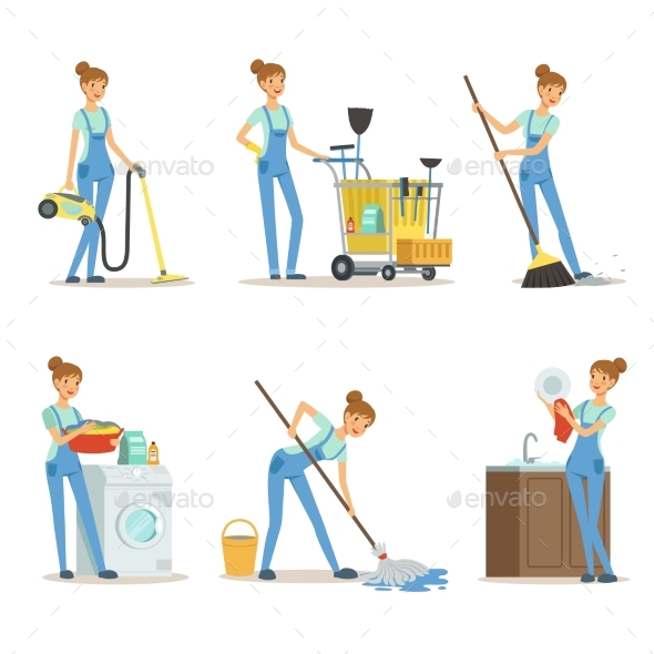Professional Cleaning Service - People Characters