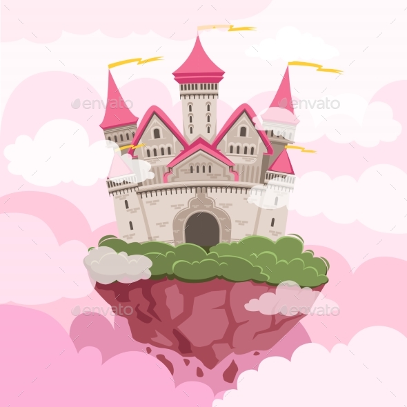 Fairytale Castle with Big Towers in the Sky - Buildings Objects