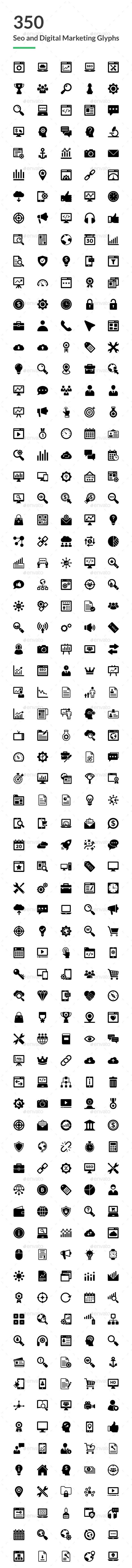 350 SEO and Digital Marketing Icons - Icons