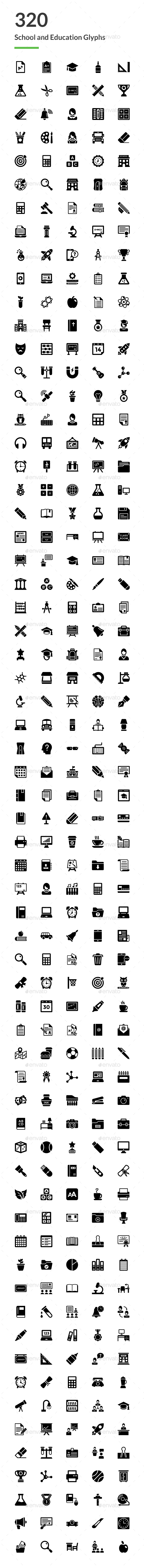 320 School and Education Glyph Icons - Icons