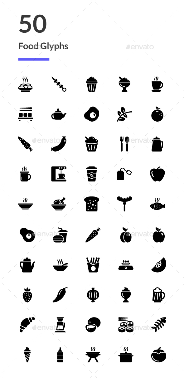 50 Food Glyph Icons - Icons