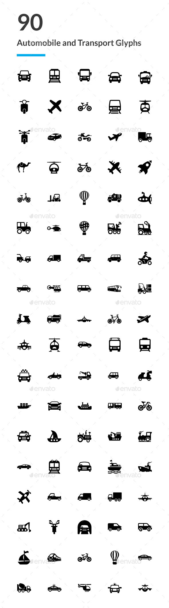 90 Automobile and Transport Icons - Icons