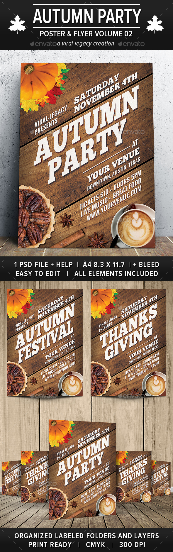 Autumn Party Poster / Flyer V02 - Flyers Print Templates