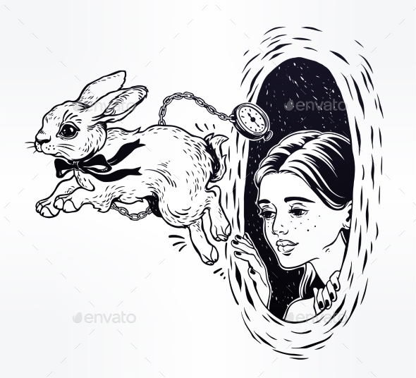 Alice in Wonderland Chasing the White Rabbit - People Characters