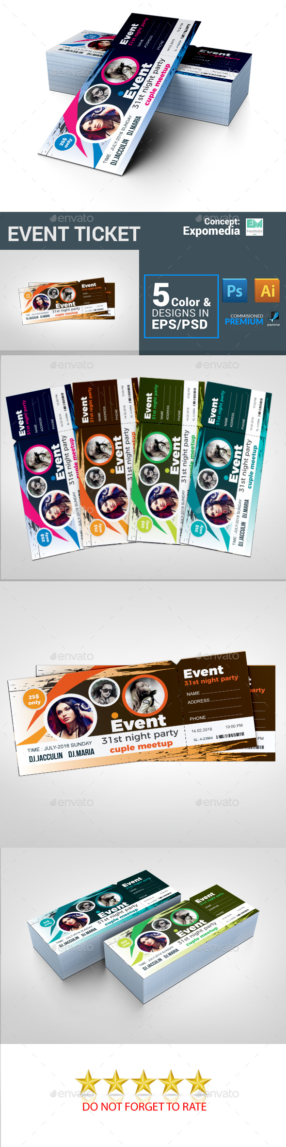 Ticket - Cards & Invites Print Templates