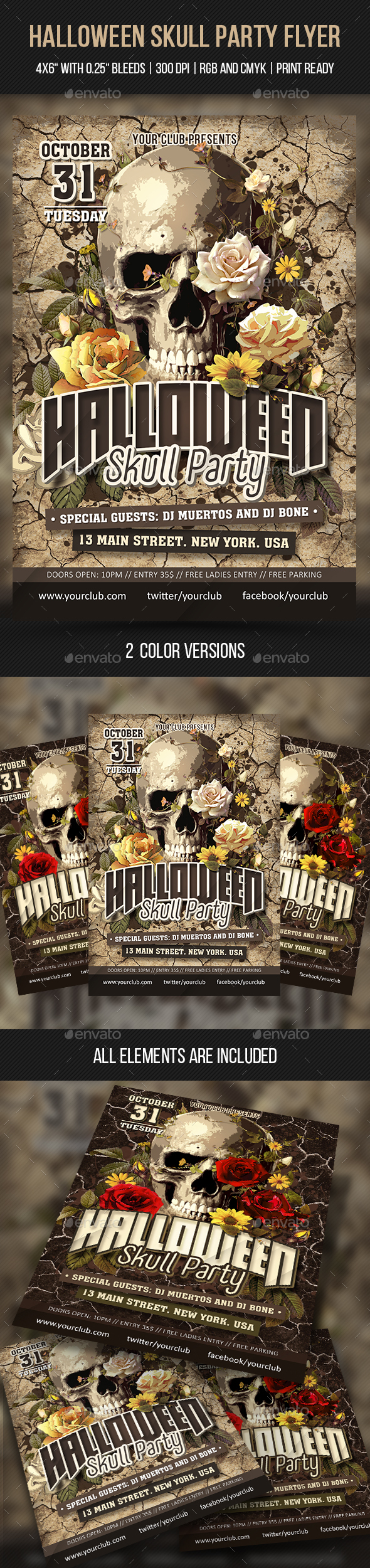 Halloween Skull Party Flyer