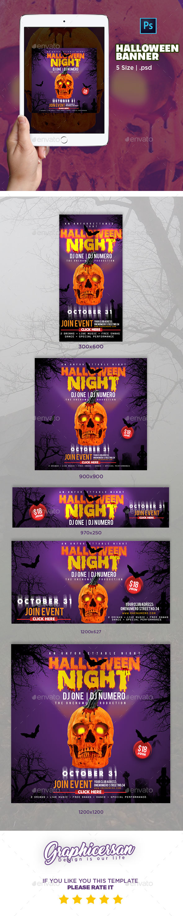 Halloween Banner - Banners & Ads Web Elements