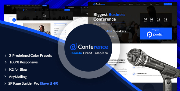 JD Conference – Advanced One Page Joomla Event Template - Events Entertainment