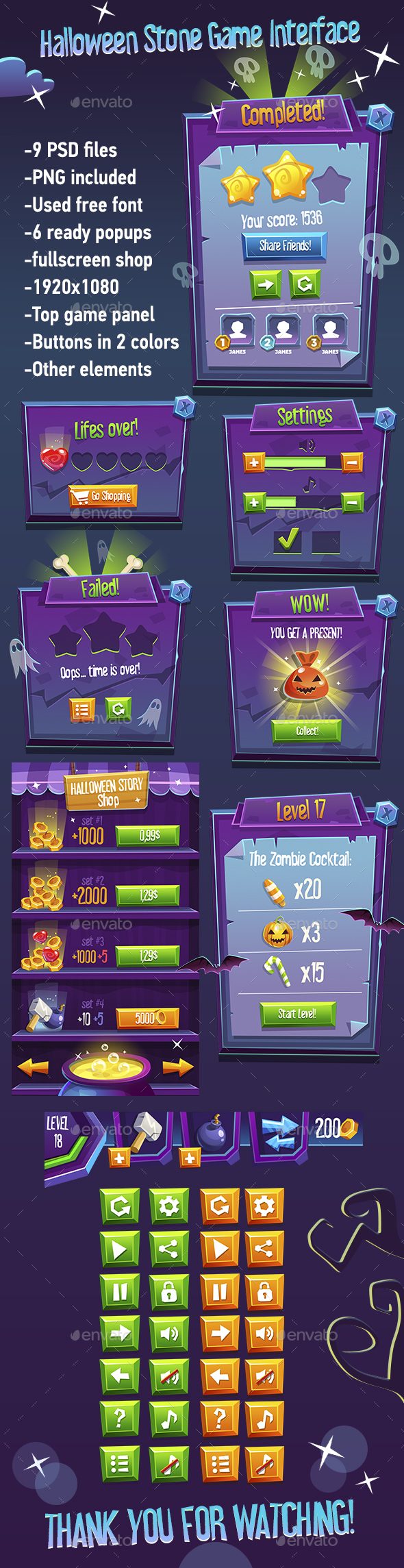 Halloween Story GUI Pack - User Interfaces Game Assets