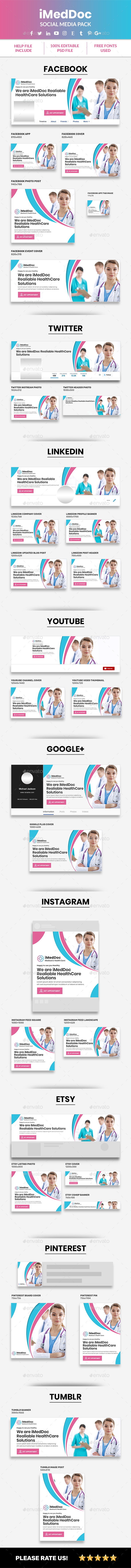 iMedDoc: Health and Medical Doctor Social Media Pack - Social Media Web Elements