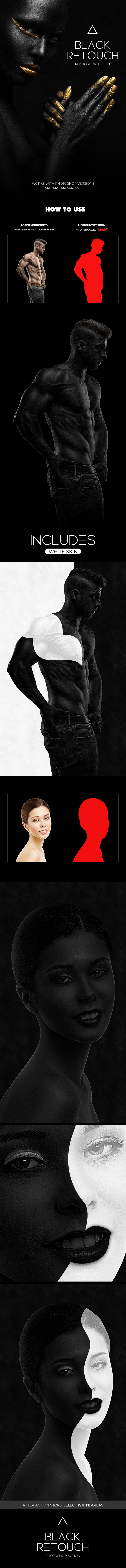 Black & White Retouch Photoshop Action - Photo Effects Actions