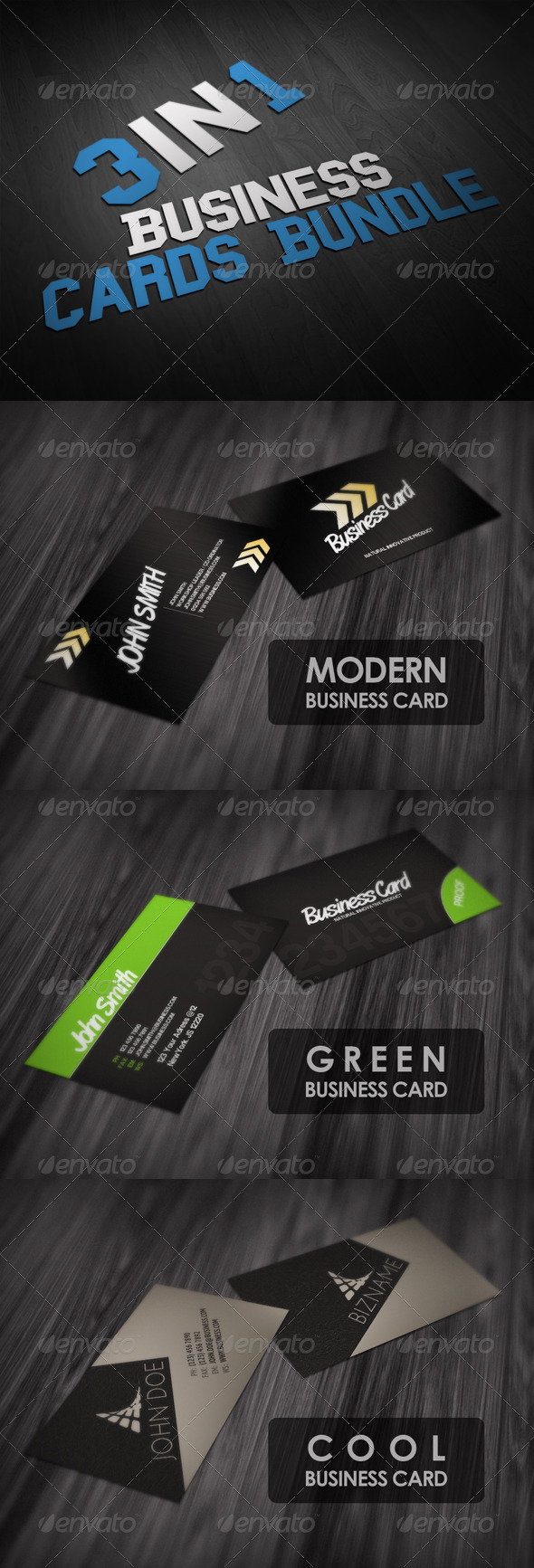 Business Cards Bundle 3in1 - Corporate Business Cards