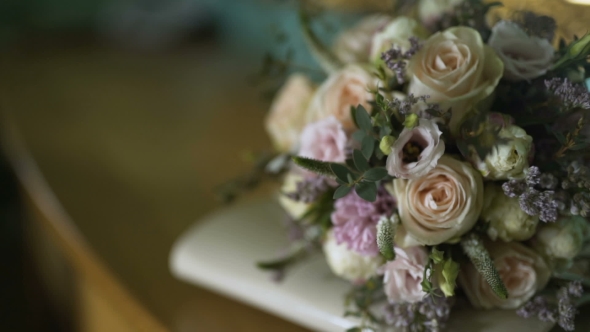 Wedding Bouquet on Table alt