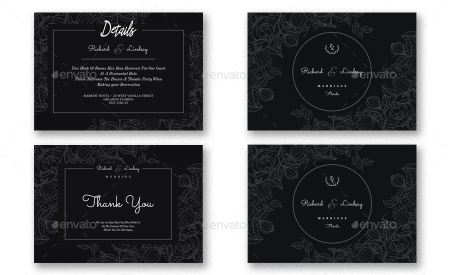 Wdding Invitation Set Dark Blue, Print Templates | GraphicRiver