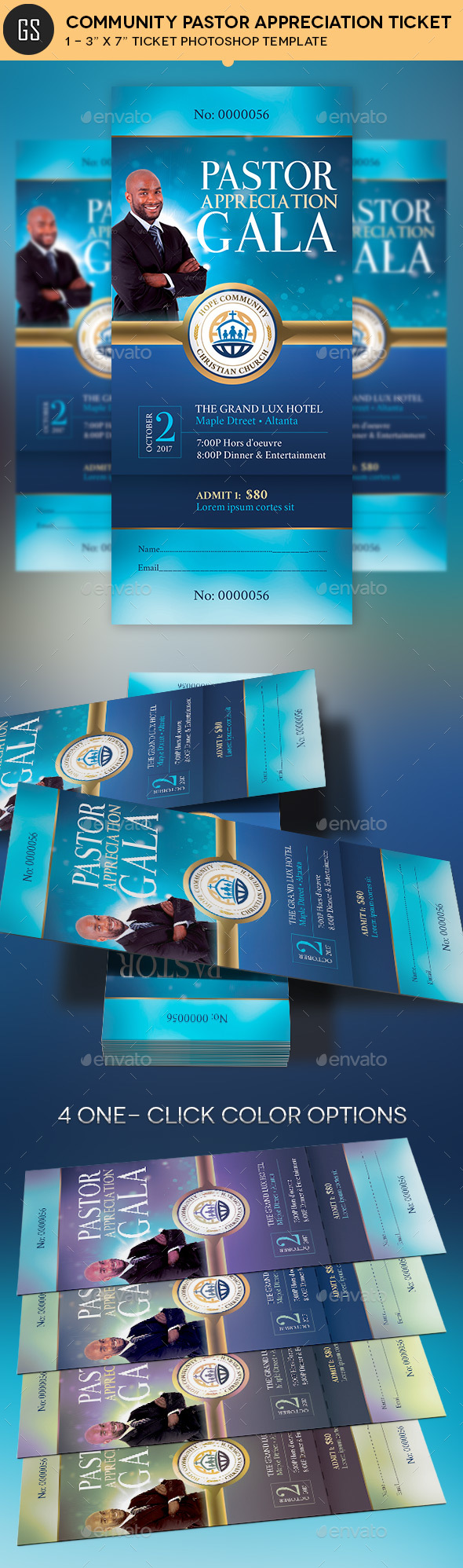 Community Pastor Appreciation Gala Ticket Template - Miscellaneous Print Templates