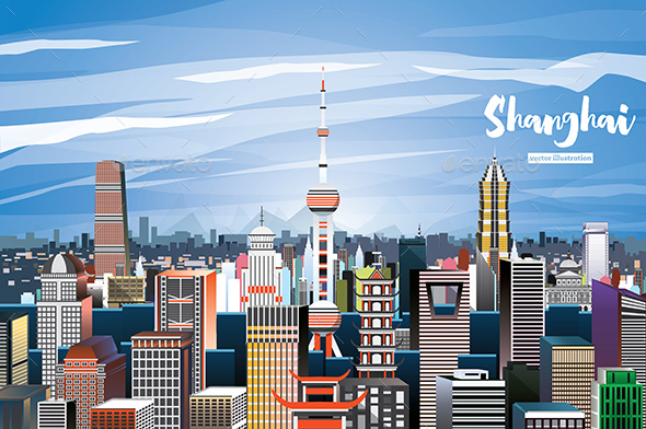 GraphicRiver Shanghai China City Skyline 20759986 GraphicRiver Shanghai China City Skyline 20759986