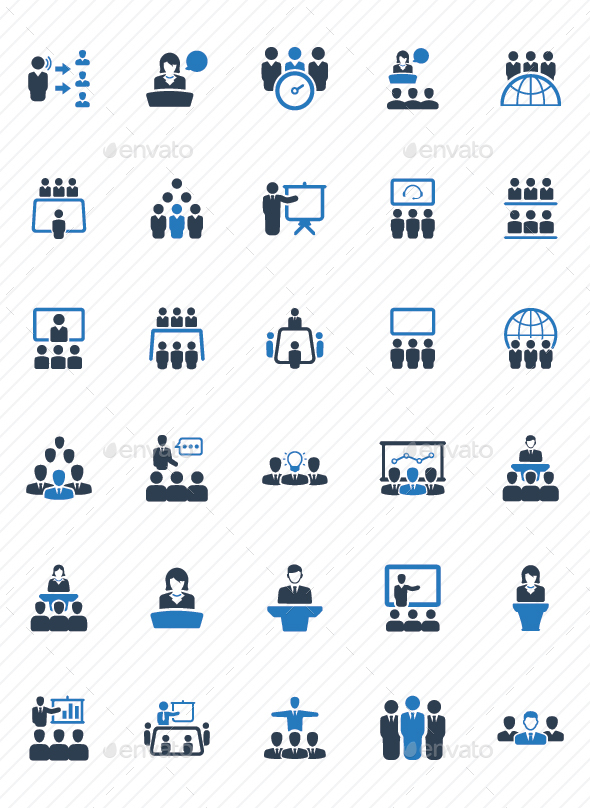 Business Conference Icons - Blue Version - Business Icons