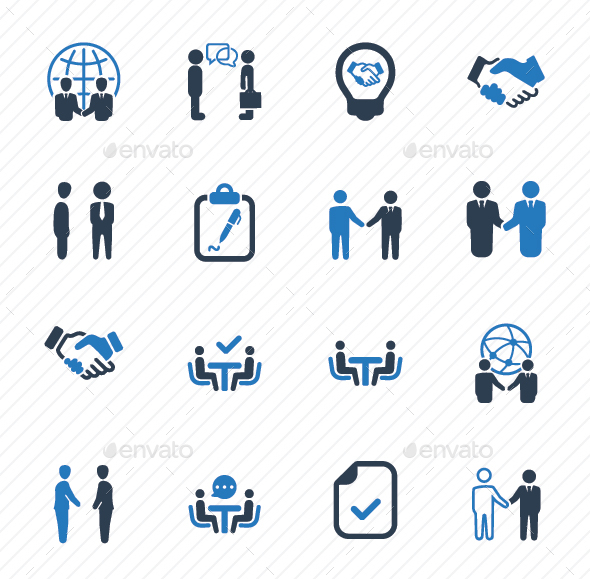 Business Deal Icons - Blue Version - Business Icons