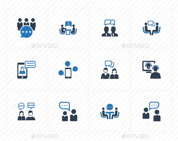 Discussion Icons - Blue Version - Business Icons