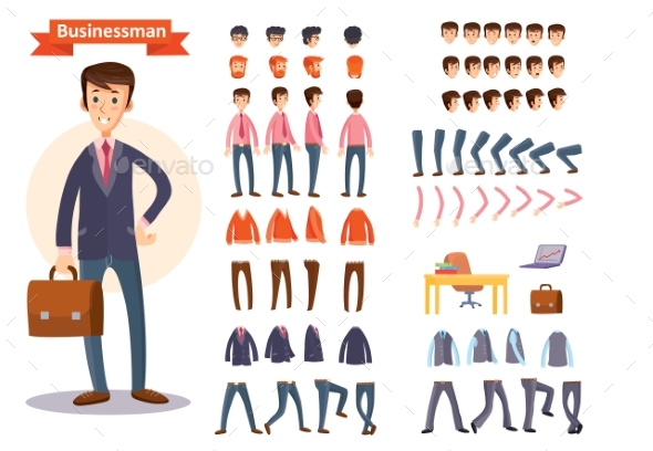 Businessman Cartoon Personage Generator Vector - People Characters