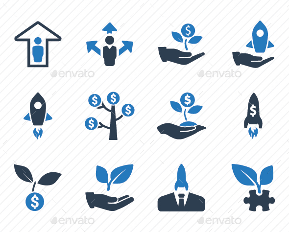 Business Startup Icons - Blue Version - Business Icons