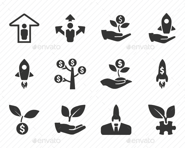 Business Startup Icons - Gray Version - Business Icons
