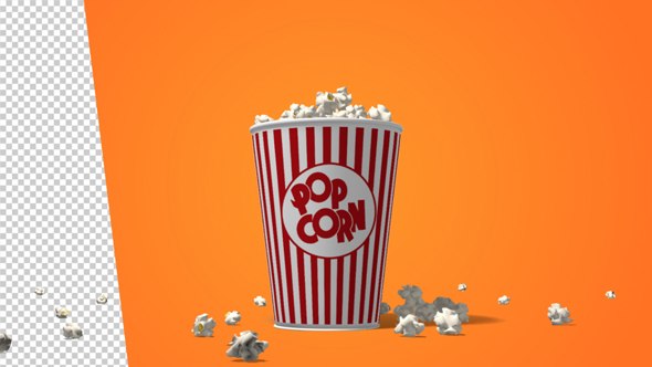 Popcorn Falling Into a Classic Striped Bucket