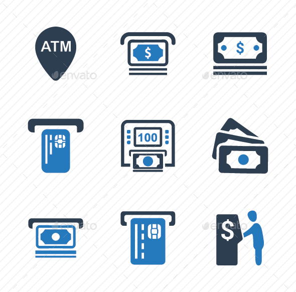 Cash Out Icons - Blue Version - Business Icons